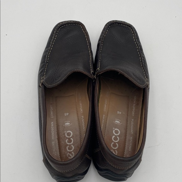 Ecco Dark Brown Leather Slip-On Loafers mens 12 casual office retro main image 10